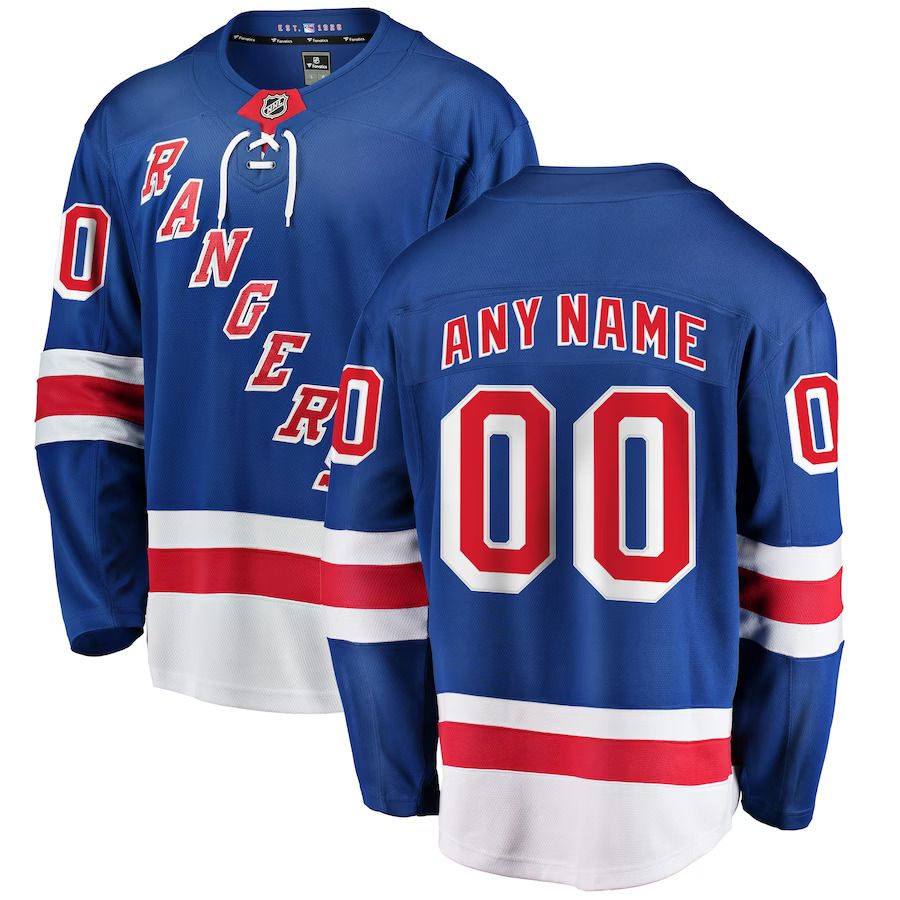 Men New York Rangers Fanatics Branded Blue Home Breakaway Custom NHL Jersey